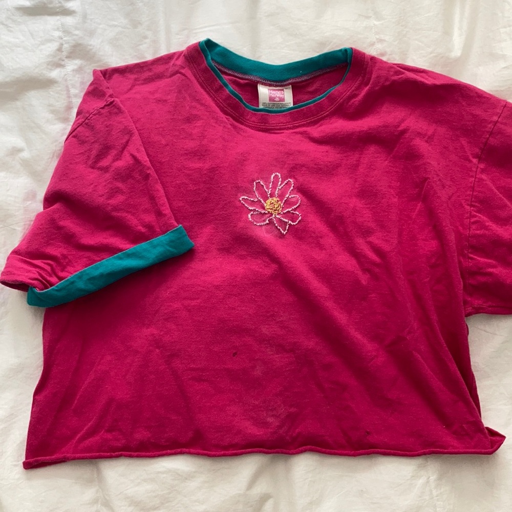 Flower crop top, hand stitched